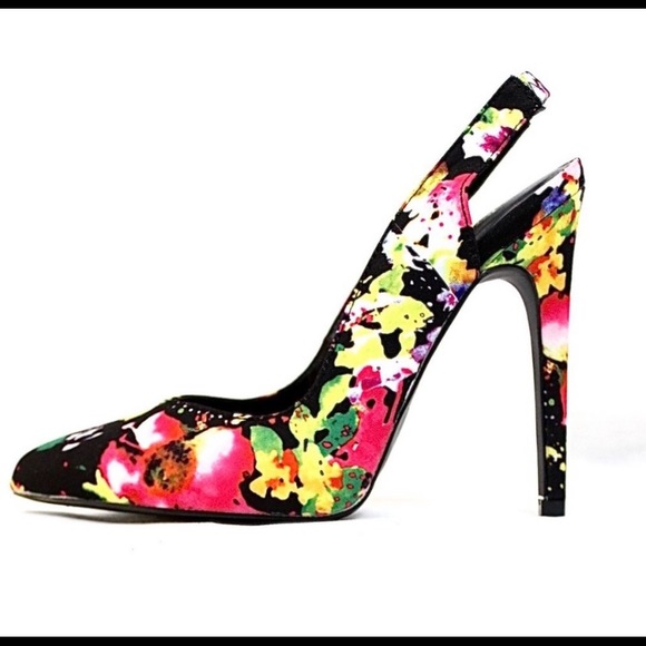 QUPID Floral Pointy Toe Slingback Pumps, NWOT - Picture 3 of 14